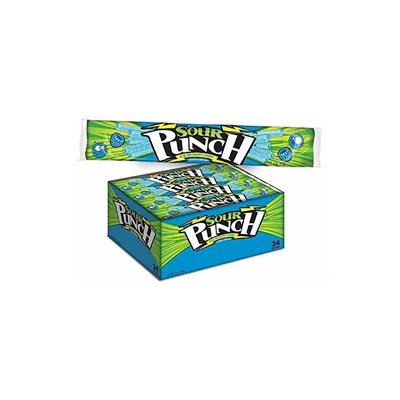 Sour Punch Straws Sweet & Sour Blue Raspberry Soft Chewy