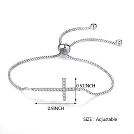 WUSUANED Christian Cross Adjustable Chain Link Bracelet Religious Jewelry Gift (Cross Chain Bracelet)