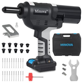 MINOVA RIVETER7 DW 18V Brushless Rivet Gun, Cordless Rivet Tool compatible with Stainless Steel Rivets, Bare Machine Automatic Rivet Recoil with DW Battery Adapter, Portable Carrying Case