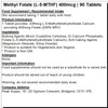 Methyl Folate (L-5-MTHF) Vitamin B9 400mcg - 90 Tablets