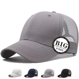 MUNULA Oversize Large Mesh Trucker Hat Big Head Hats for Men XXL Baseball Cap Breathable Dad Hat Adjustable 23.6"-25.6" (Gray)