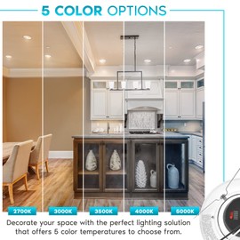 LUXRITE 5/6 Inch Gimbal LED Recessed Lighting Can Lights, 11W=90W, 5 Color Selectable 2700K-5000K, CRI 90, Dimmable Adjustable LED Downlight, 1100 Lumens, Wet Rated, Energy Star, ETL Listed (4 Pack)