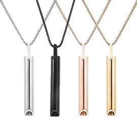 4pcs Ling-Luo Breathing Necklace For Men Women - For Habitual Breath Practice, Meditation, Stress and Anxiety Relief,Stainless Steel Whistle Necklace,Tool to Promote Calm, Mindfulness and Relaxation