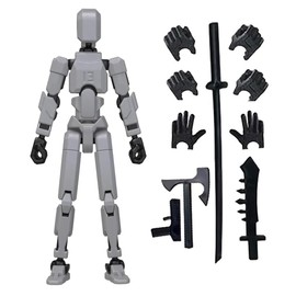 Schythely Titan T13 Action Figures Set -(Assembly Completed) Robot Action Figure Fidget Toys for Nova N13 Anime Figures with 3D Lucky Dummy 13 Robot Figures Multi Movable Joints Gifts (Grey)