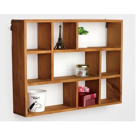 AZOFIA Shadow Box Display Shelf, Wall Mounted Wooden Hanging Display Shelf Floating Shelf, Multi-Slot Wall Collection Freestanding Farmhouse Decor Display Case (Style I, Brown)