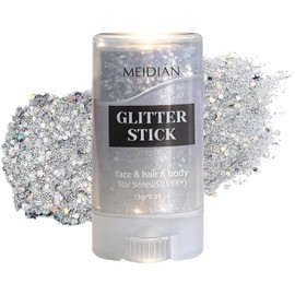 Barras de Brillo Corporal y Facial Verde Lima, Purpurina Chunky para Cabello y Cara, Accesorios Fiesta, Carnaval, St. Patrick’s Day y Rave, Maquillaje con Lentejuelas Brillantes para Mujer (Silver)