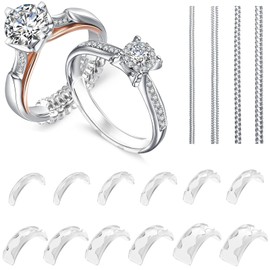 Eiito Ring Sizers for Loose Rings, 16 Pack Ring Guards for Loose Rings, Reduce by 0.5-1 Size Without Resizing, Fits Bands 1-8mm, Invisible Design for Women and Men, 2 Styles Insert and Spiral