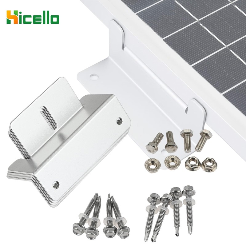 Hicello 4PCS Solar Panel Bracket, Silver Aluminum Z Bracket, Solar