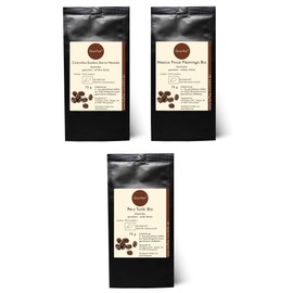 3 x Organic Coffee Gift Set Tasting Set - Colombia Excelso Sierra Nevada & Mexico Finka Flamingo & Peru Tunki - Roasted Coffee Ground - 3 x 75 g Querfee