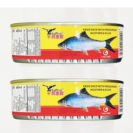 Fried Dace with Preserved Mustard & Olive, Chinese Canned Fish,6.5 Oz, Pack of 2 橄欖菜鯪魚