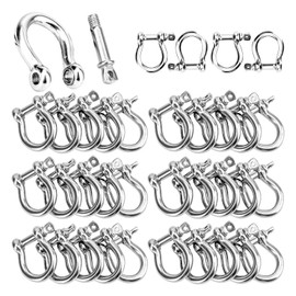 Biugaaufai 40 PCS 1/4 Inch D Ring Shackles, 304 Stainless Steel Anchor Shackle Lock, 6 mm Screw Pin Anchor Shackles for Towing, Trailer Chain Shackle for Industrial, Outdoor, Vehicle Recovery, 6 mm