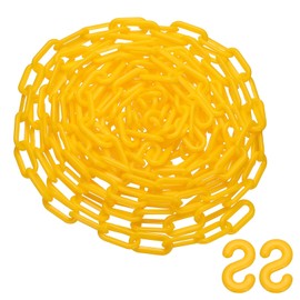 PATIKIL 25 Feet Plastic Chain Link, Safety Barrier Chain 0.8x1.4 Inch Buckle Lightweight Waterproof Crowd Control Queue Line Concerts Parking DIY Craft Fence Gate, Yellow