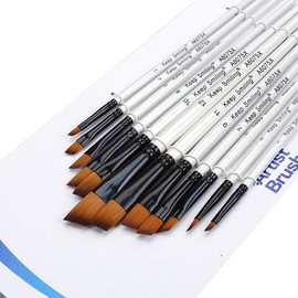 Silithus Paint Brushes 12 Pieces Set, Professional Fine Tip Paint Brush Set Round Pointed Tip Nylon Hair artist acrylic brush for Acrylic Watercolor Oil Painting (Incline)
