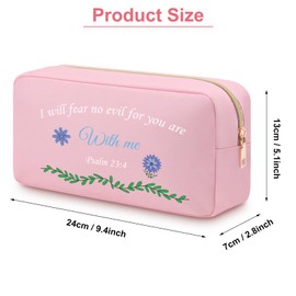 Heigebi Inspirational Christian Gifts for Women Oxford Cloth Makeup Bag Motivational Religious Gifts for Women Friends Grandmother Mom Daughter Skincare Bag Bible Verse Cosmetic Travel Pouch