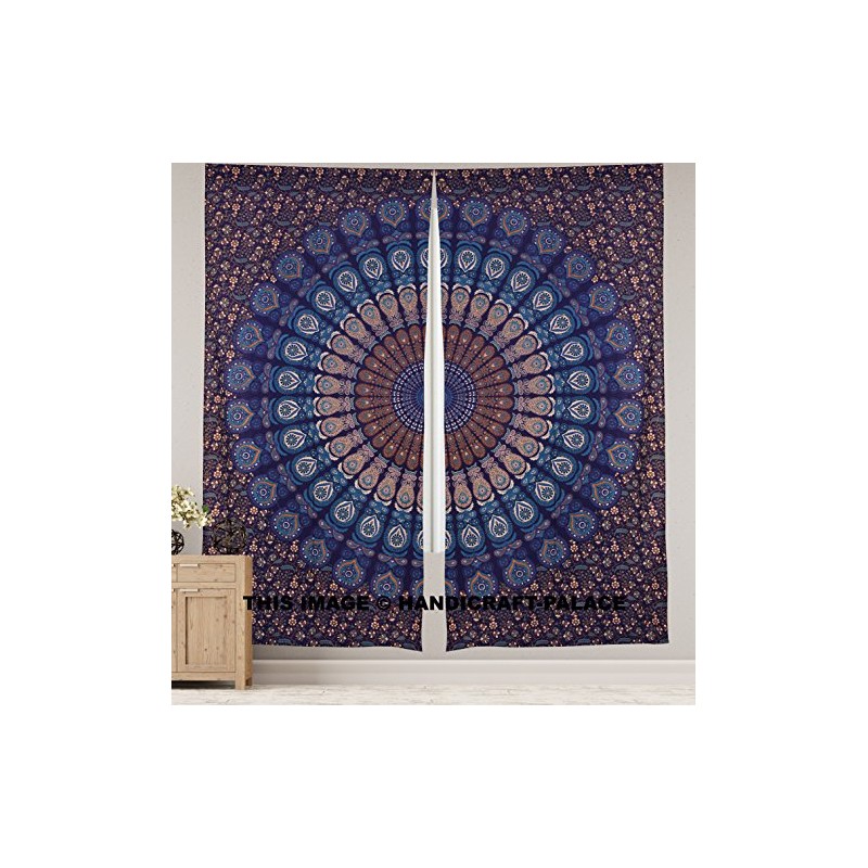 Peacock Mandala Window Curtains Indian Drape Balcony Room Decor Curtain