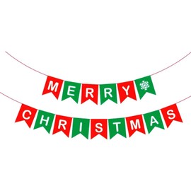 Merry Christmas 5 Metre Banner Bunting Santa Holiday Celebration Decoration Red Green