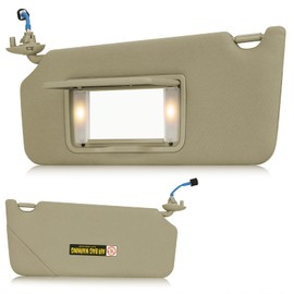 Youxmoto Left Driver Side Sun Visor Replacement for Honda Accord 2008 2009 2010 2011 2012 2013 2014 2015 2016 2017 Beige Car Visor, Replaces# 83280TA0A91ZB, with Vanity Mirror and Light
