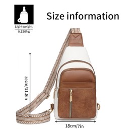 HOSICRON Crossbody Bags for Women Trendy, Leather Sling Bag for Women, Women's Fanny Packs Waist with Guitar Strap, Gifts for Women (White With Brown)