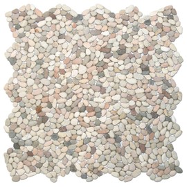 CNK Tile Mini Island Mix Pebble Tile - 12" x 12" Natural River Stones for Shower Bathroom Flooring Backsplash and Outdoor Landscaping - Durable Versatile Easy Maintenance Weather-Resistant - Pack of 1