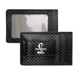 Ford Mustang Cobra Carbon Fiber Style Minimalist Leather Slim Wallet RFID Block with Money Clip