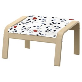 Vepping Lude Pattened Armchair Cover Replacement with Quilted Lining, Fits IKEA Poäng Armchair, 100% Cotton, Cushion not Included (Strawberry, Footstool Type 2)