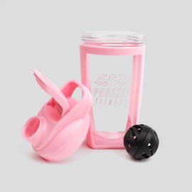 Phoenix Fitness Protein Shaker Bottle - 600ml Leakproof BPA Free Gym Bottle with Screw Top Lid and Mixer Ball for Protein Shakes, Juices & Supplements for Men and Women - Pink