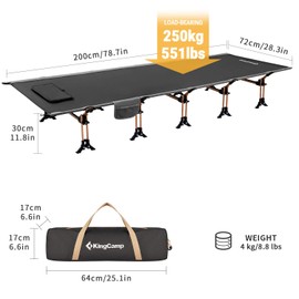 KingCamp Cots Ultralight Sleeping Cots Oversized Folding Camping Cots for Adults Extra Wide Sleeping Cots for Adults Portable Cot for Outdoors Travel Backpack Cot Foldable Camping Bed Cots