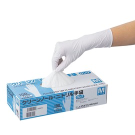 As One Clean Knoll Nitrile Gloves, Long (Powder Free), White, M, 100 Count
