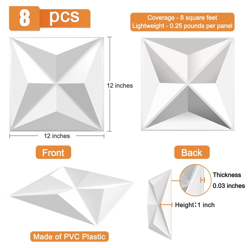 TroyStudio Acoustic Sound Diffuser Panels, 12 X 12 X 1