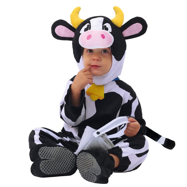 Spooktacular Creations Baby Cow Costume with Milking Bucket for Toddler, Kids Halloween Farm Party Dress Up (18-24 Months)