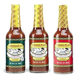The Pepper Plant Hot Sauce Variety Pack (1) Original 10oz (1) Chunky Garlic 10oz (1) Extra Hot with Habanero 10oz (Pack of 3)