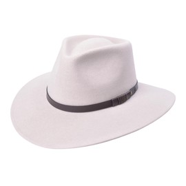 Bigalli 100% Wool Felt Australian Hat for Women Men Crushable Waterproof Nubuck Leather Band | Outback Cowboy Cowgirl | Cream Small