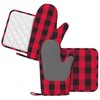 OWAGONGJE Buffalo Check Plaid Red and Black Oven Mitts and