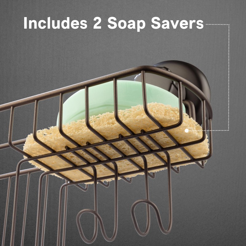 HASKO 2 Pack Shower Caddy Suction Cup with Hooks &