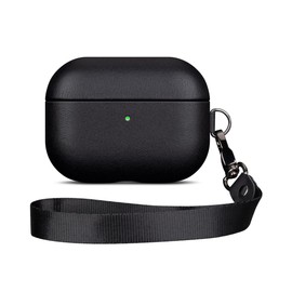 Haobobro [Nappa Series] AirPods Pro 2nd Generation Case 2022 - AirPods Pro 2 Leather Case Leather Cover - AirPods Pro 2 Leather Case Protective Cover - Leather Case with Lanyard and Carabiner - Black