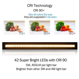 13 inch LED Under Cabinet Lighting, 12V 5W Ultra Thin Plug in Counter Light, Dimmable Warm White, CRI90 Under Counter Lights for Kitchen, Shelf, Workbench, Cupboard