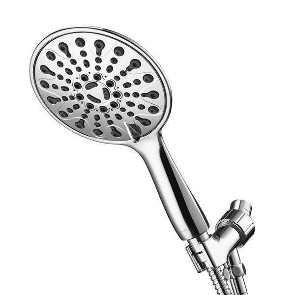 Couradric Handheld Shower Head, 6" Chrome Face 6 Spray Setting