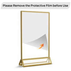 8 Pack Acrylic Sign Holder 8.5x11 Gold Acrylic Frame Clear Table Number Holders Picture Frames Double Sided Gold Frame for Wedding Party Decoration Restaurant Menu Home Display Stand