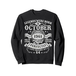 Legends Were Born in October 1961 Vintage 64th Birthday Men Sweatshirt