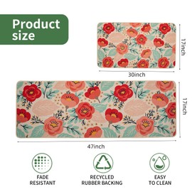 Pioneer Woman Floral Kitchen Rugs for Floor,2 Pieces Kitchen Mats for Floor,Washable Pioneer Woman Kitchen Accessories Decor Mat,Non-Slip Kitchen Floor Mats for Bathroom Laundry Room(Color Two)