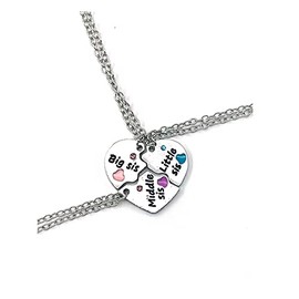 Big Middle Little Sister Necklaces for 3 Sister Birthday Gifts from Sister Matching Necklaces for Sisters Xmas Christmas Gift for Big Sis Mid Sis Lil Sis Necklace Gifts