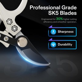 VIVOSUN Bypass Pruning Shears, Lightweight Hand Pruner, Ergonomic Garden Shears for Cutting Flowers, Trimming Plants Branches, 6" Garden Clippers with Sharp SK5 Blades, Q-Shaped Garden Tools