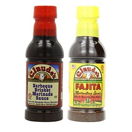 Claude's Sauce 2 Flavor Variety Pack: (1) Claude's Barbeque Brisket Marinade Sauce, and (1) Claude's Fajita Marinating Sauce, 16 Oz. Ea.