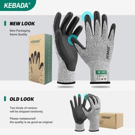 Kebada Cut Resistant Gloves, ANSI A2 Cutting Glove, PU Coated, Touchscreen, Multi-Purpose Model C2, 6 Pairs, Small