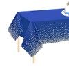 Jepeux 2 Packaging Blue and Gold Plastic Tablecloth, 54 inch