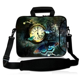 RICHEN 17 inch Laptop Shoulder Bag Carrying Case Computer PC Cover Pouch with Handle Fits 15.6/16/17/17.3/17.4 inch Laptop Notebook (16-17.3 inch, Clock & Butterfly)