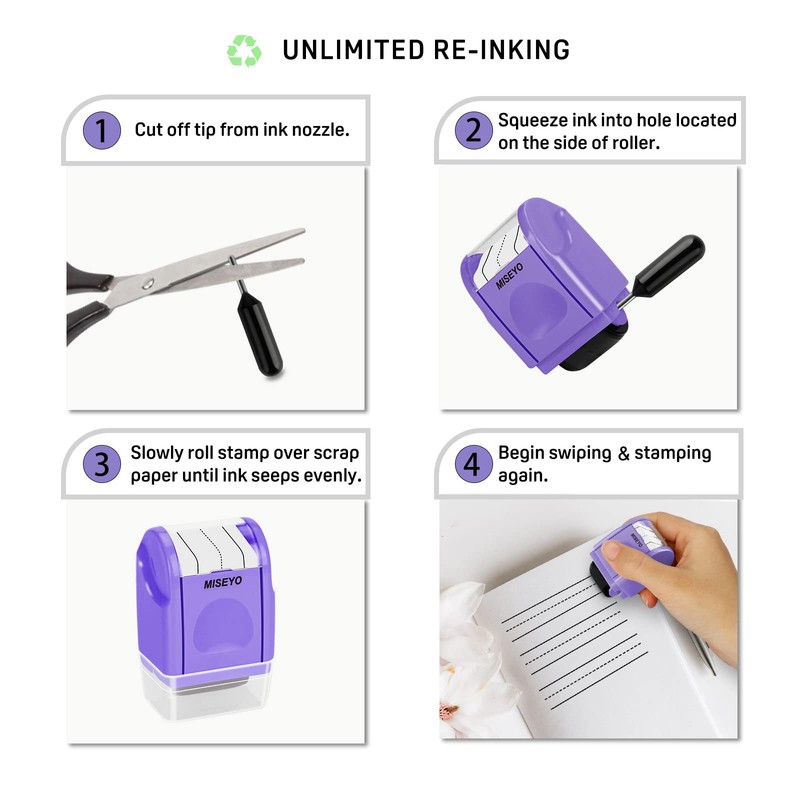 Miseyo Dashed Handwriting Lines Practice Roller Stamp,Self-Inking Line Rolling Stamps