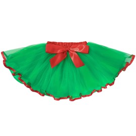 Zando Girls Christmas Tutu Skirt Tulle Layered Toddler Tutu Dress for Girls Kids Cute Birthday Party Outfits for Toddler Girls Fluffy Skirt Running Dance Christmas Tutu Border 2-8 Years