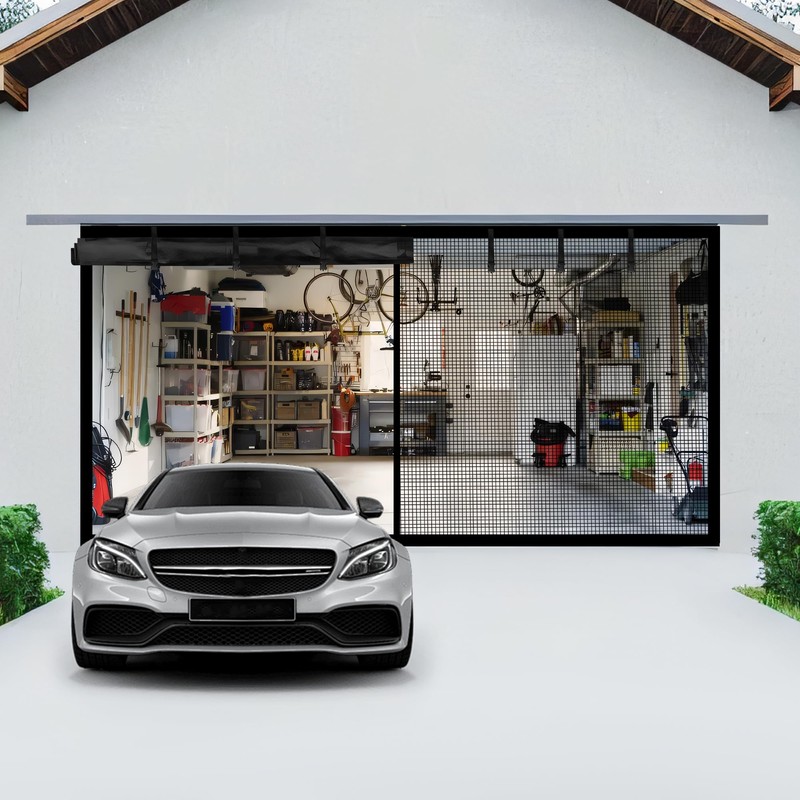 Garage Door Screen for 2 Car Garage-16x7FT Magnetic Garage Door