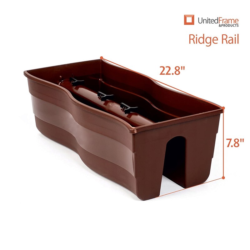 Ridge Rail Long Rectangular Flower Pot, Indoor/Outdoor Hanging Rail Planter